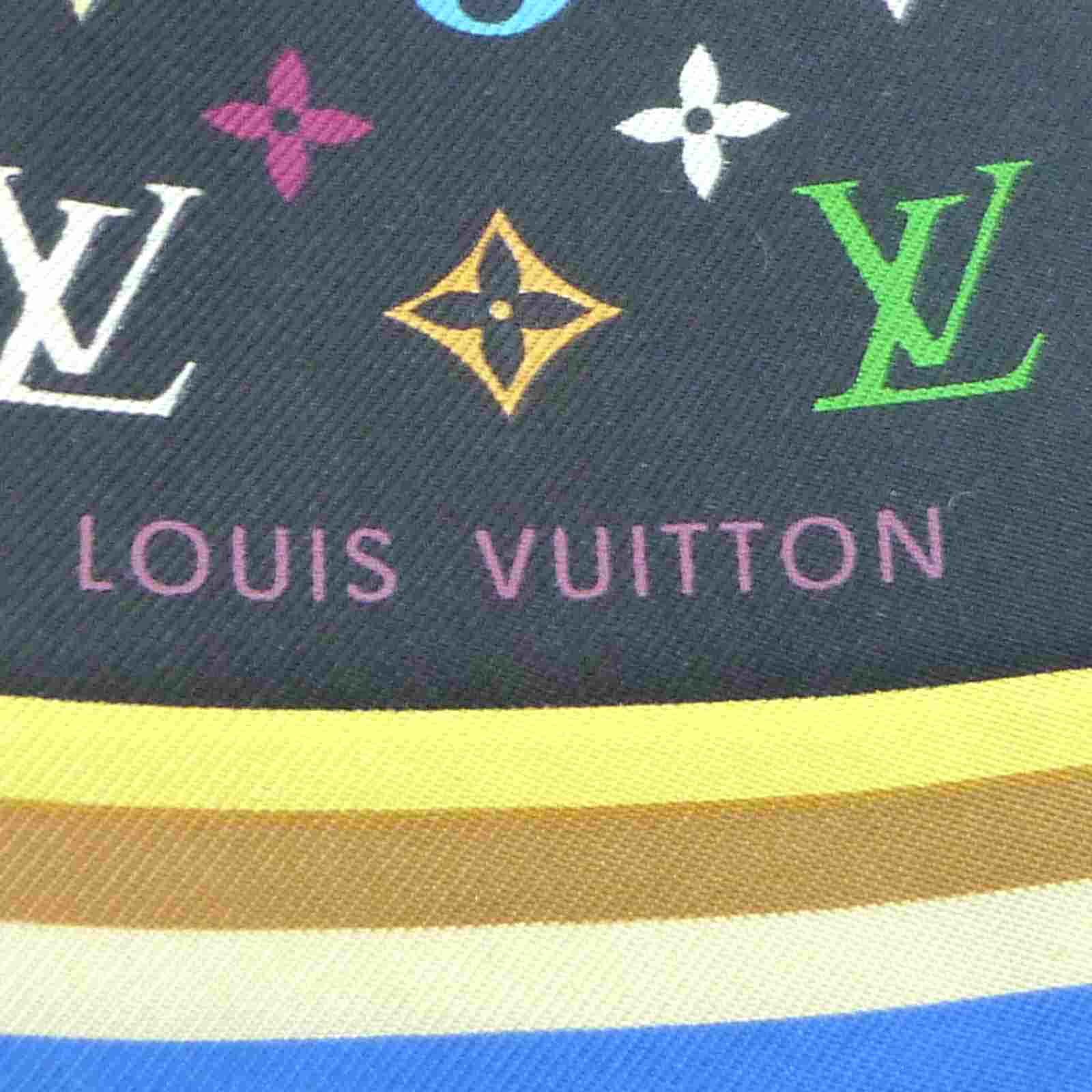 Auth LOUIS VUITTON Bandeau Scarf Monogram Black/Multicolor Silk M71992